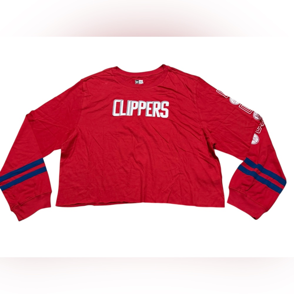 New Era LA Clippers women’s cropped long sleeve top shirt red size 2XL NBA